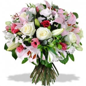 Ada - Bouquet lié de forme ronde pour deuil.