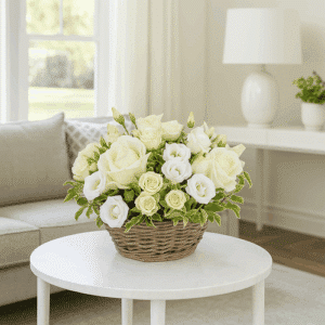 Blanche - Corbeille de roses blanches