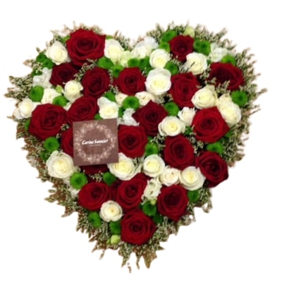 Pascale - Cœur de roses rouges et blanches. - Carine Sannier Artisan  Fleuriste Boulogne