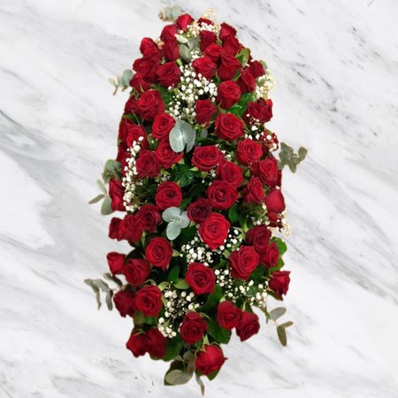 Maëlle - Raquette de deuil en roses rouges.