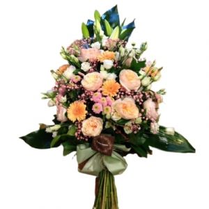 Hamina - Gerbe piquée fleurs saumonées