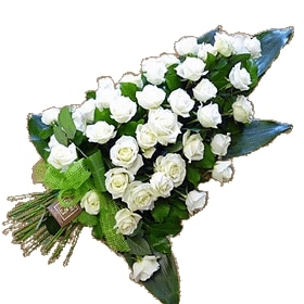 Heidie - Gerbe piquée roses blanches