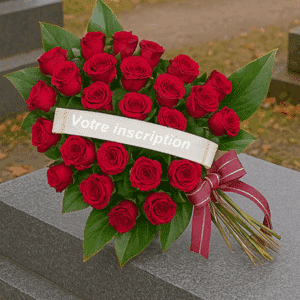 Héloise - Gerbe piquée roses rouges
