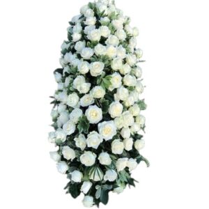 Madeleine - Raquette de deuil en roses blanches.