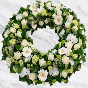Noémie - Couronne à plat - Blanc et vert