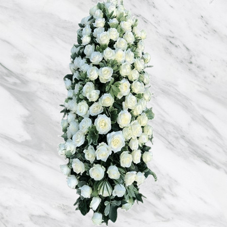 Madeleine - Raquette de deuil en roses blanches.