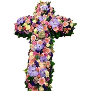 Samuel - Croix de fleurs variées.