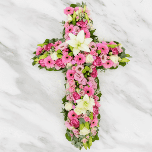 Samuel - Croix de fleurs variées.