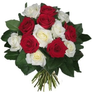 Bérénice - Bouquet de roses rouges et blanches.