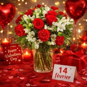 Fleurs Saint Valentin - Blandine - Roses et alstroemerias.