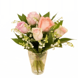 Muguet - Bouquet lié avec roses