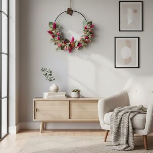 Nouveau Amiens - Couronne de fleurs séchées - Support 25-35-40 cm