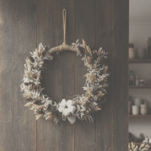 Aubervilliers - Couronne de fleurs séchées  - Support 30 cm