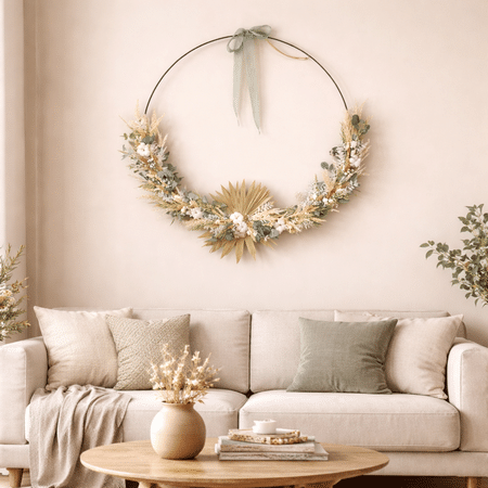 Auxerre - Couronne de fleurs séchées - Support 80 cm