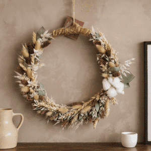 Avranches - Couronne de fleurs séchées - Support 30 cm