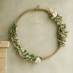 Alès - Couronne de fleurs séchées - Support 50 cm