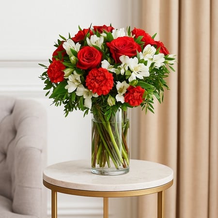 Passionnement - Bouquet rouge et blanc.