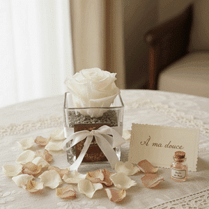 Blanc : rose blanche dans une verrerie