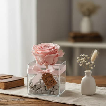 Rose pâle : rose pâle dans une verrerie