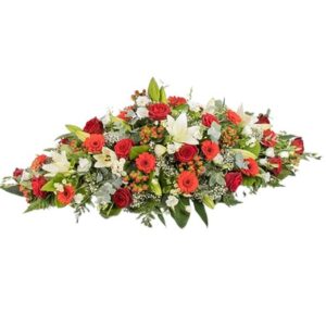 Mimouna - Raquette de roses rouges et lys.