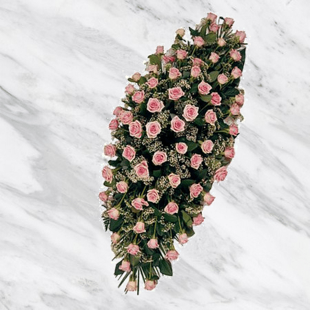 Maëline - Raquette de deuil en roses roses.