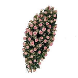 Maëline - Raquette de deuil en roses roses.
