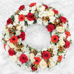 Nicole - Couronne à plat - Rouge et blanc.