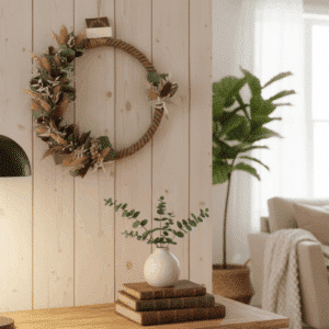 Auchel - Couronne de fleurs séchées - Support 30 cm