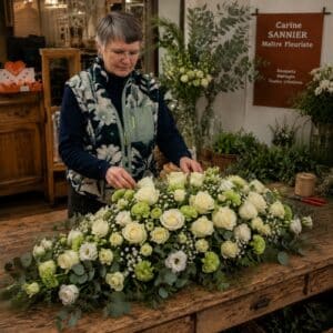 Composition funéraire dessus de cercueil – Fleuriste à Boulogne-sur-Mer
