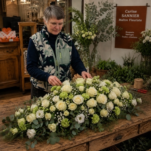 Composition funéraire dessus de cercueil – Fleuriste à Boulogne-sur-Mer